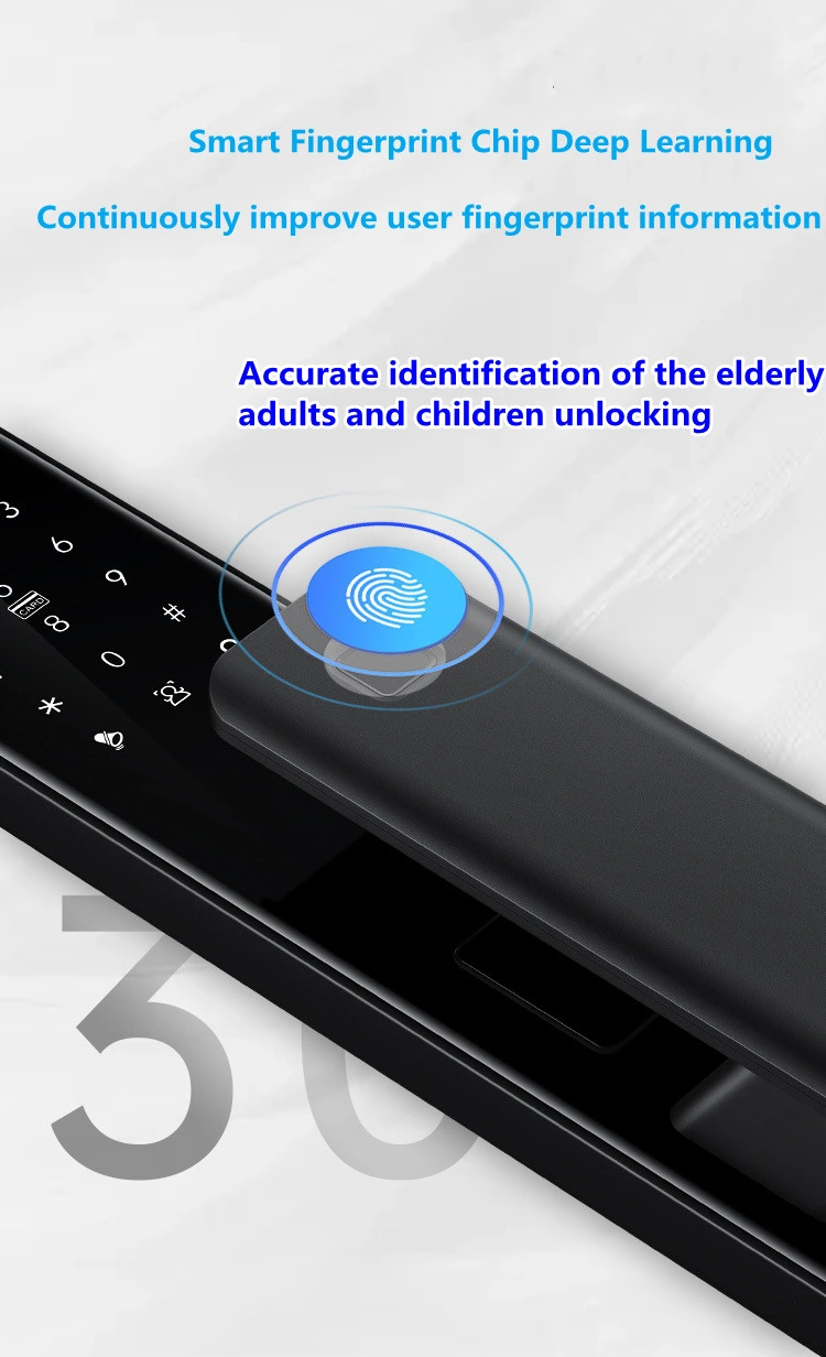 Cat Eye Smart Door Lock Keyless Entrance Front Door Finger Print Cam Lock Combination 3D Face Recognition for Home